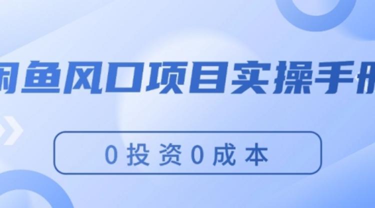 闲鱼风口项目实操手册，0投资0成本，让你做到，月入过万，新手可做