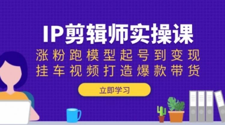 IP剪辑师实操课：涨粉跑模型起号到变现，挂车视频打造爆款带货