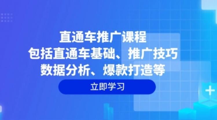 直通车推广课程：包括直通车基础、推广技巧、数据分析、爆款打造等