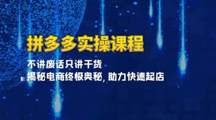 拼多多实操课程：不讲废话只讲干货, 揭秘电商终极奥秘,助力快速起店